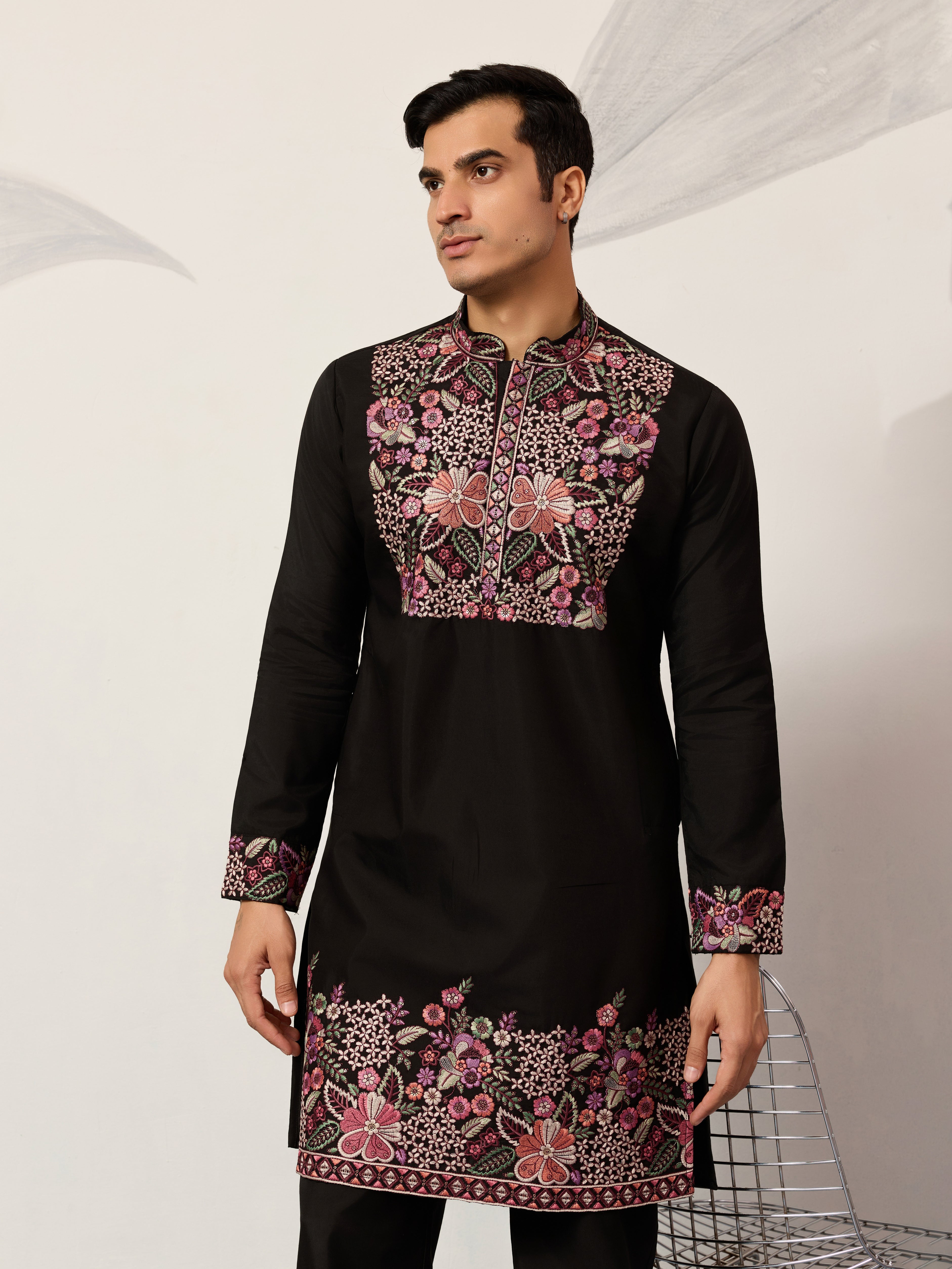 Festive Wear Premium Black Kurta Pant Set for Mens