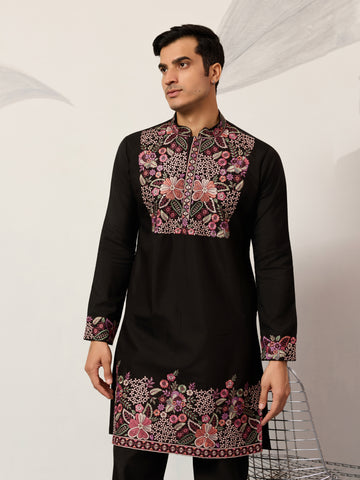 Festive Wear Premium Black Kurta Pant Set for Mens