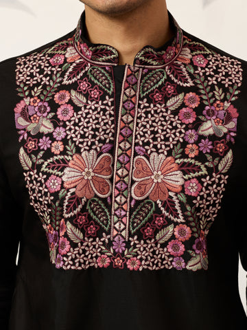 Festive Wear Premium Black Kurta Pant Set for Mens