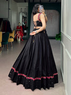 Traditional Black Kutchi Lace & Mirror Work Lehenga Choli for Navratri
