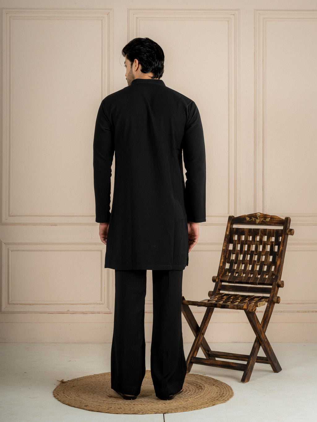 Black Imported Lachka Beads Kurta Set | Tulip Designer
