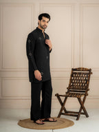Black Lachka Cutdana Beads Kurta Set | Tulip Designer
