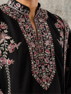 Shahi Black Japanese Lachka Festive Kurta Dupatta Pant Set
