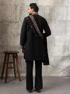 Shahi Black Japanese Lachka Festive Kurta Dupatta Pant Set
