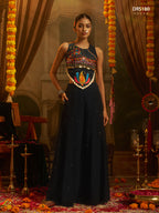 Black Thread Work Top Plazzo Set | Tulip Designer
