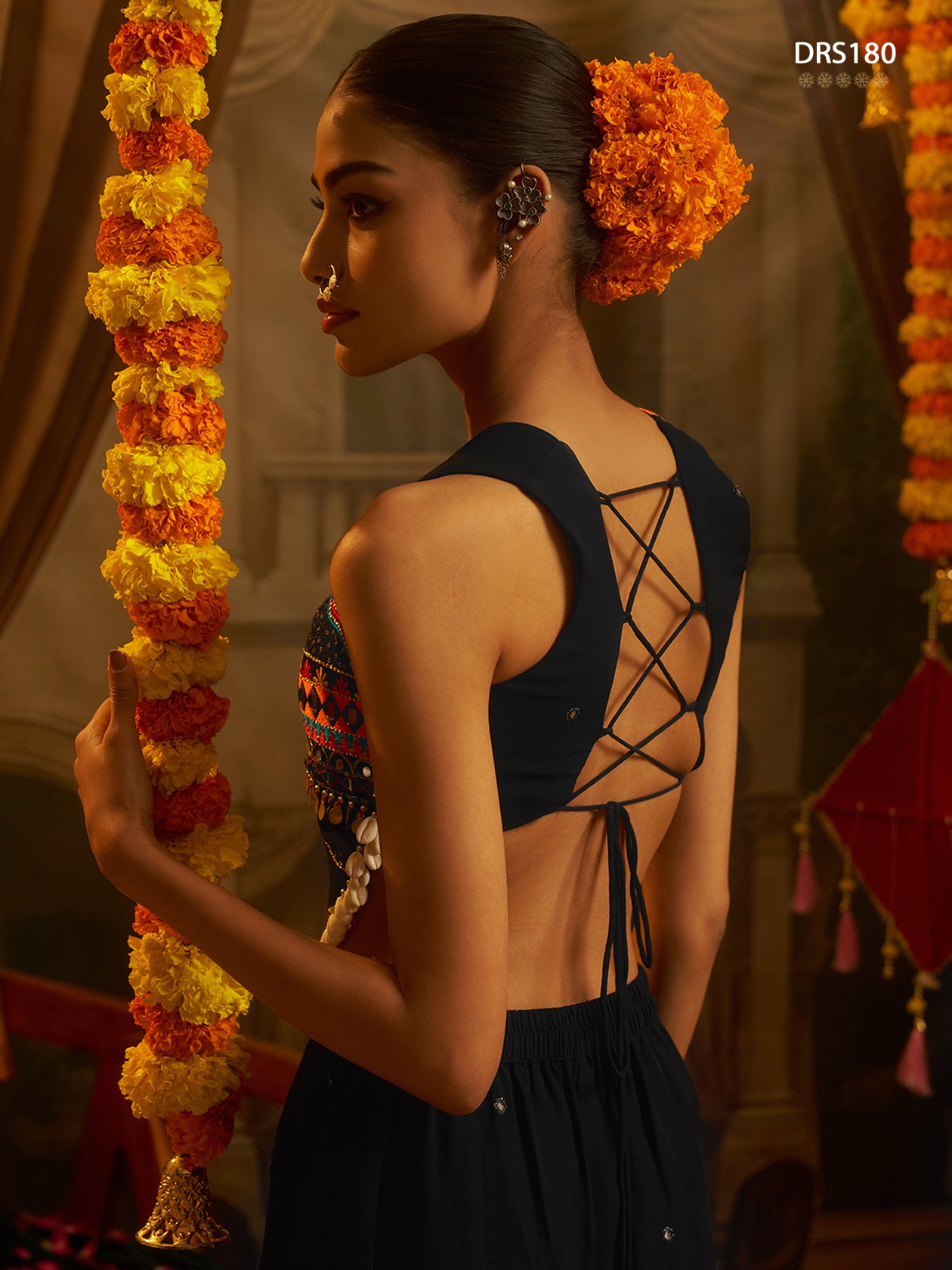 Black Thread Work Top Plazzo Set | Tulip Designer
