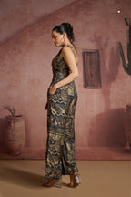 Royal Noir Luxe Muslin Silk Printed Jumpsuit