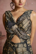Royal Noir Luxe Muslin Silk Printed Jumpsuit