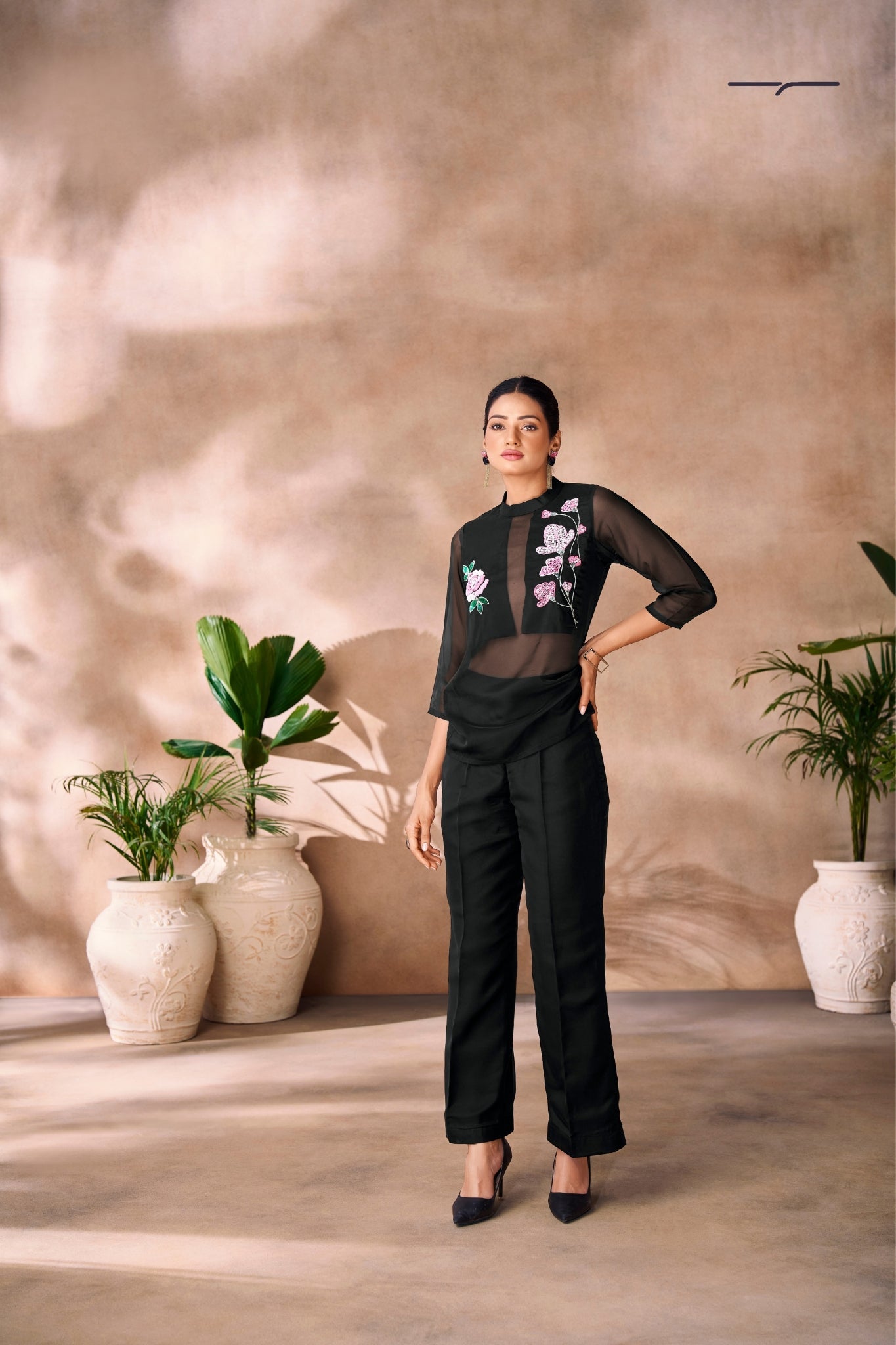 Black Couture Organza Co Ord Set