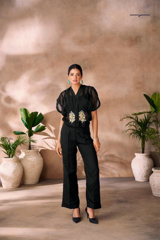 Black Luxe Organza Statement Co Ord Set
