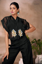Black Luxe Organza Statement Co Ord Set