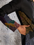 Bold Black Premium Soft Silk Thread Embroidered Kurta Pant Set
