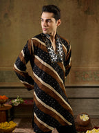 Traditional Black Rayon Navratri Kurta Set For Men
