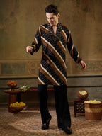 Traditional Black Rayon Navratri Kurta Set For Men
