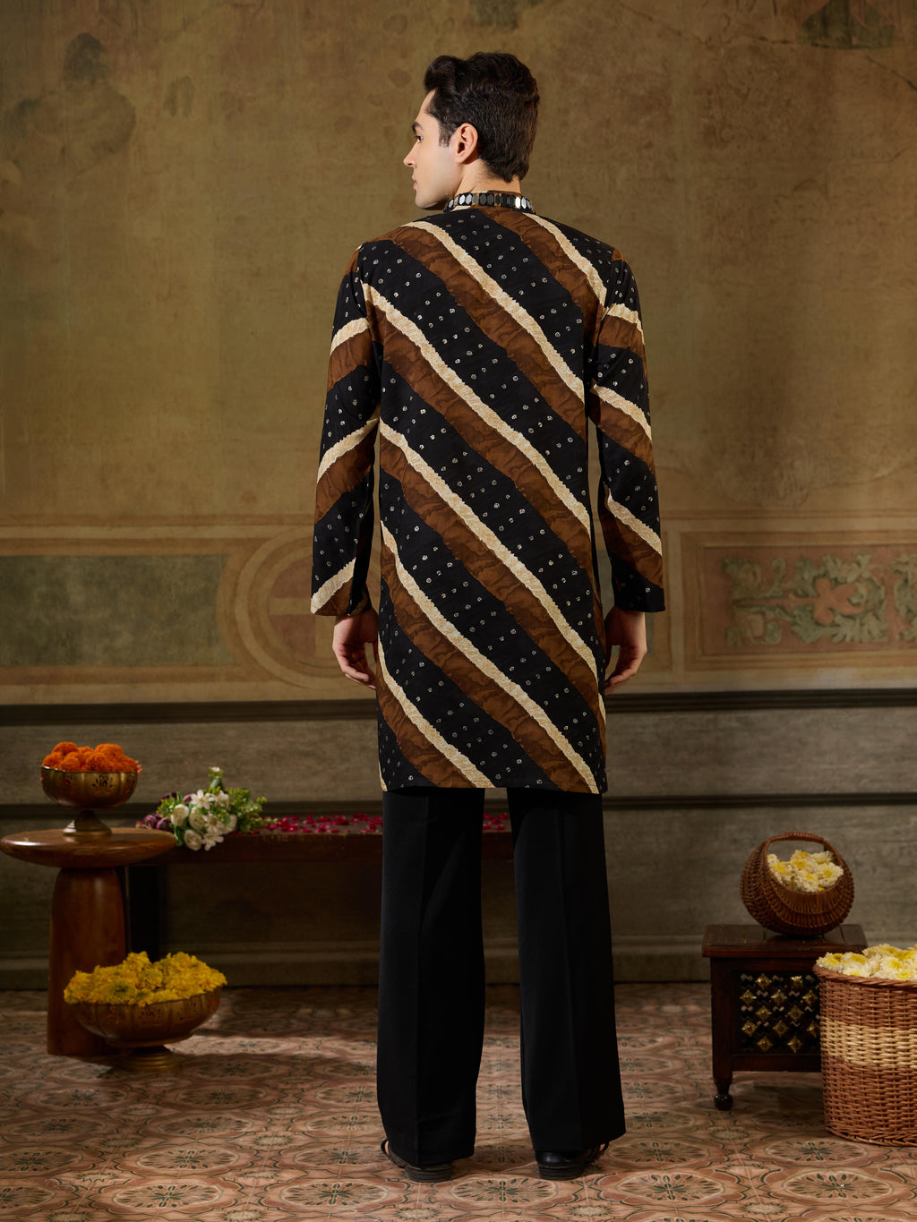 Traditional Black Rayon Navratri Kurta Set For Men
