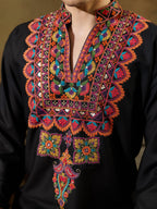 Black Rayon Multicolor Embroidery Kurta Set | Tulip Designer
