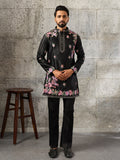 Luxury Black Silk Thread Sequence Kurta Bell Bottom Set
