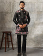 Luxury Black Silk Thread Sequence Kurta Bell Bottom Set