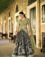 Designer Black Tasar Silk Printed Lehenga Set with Vichitra Silk Dupatta