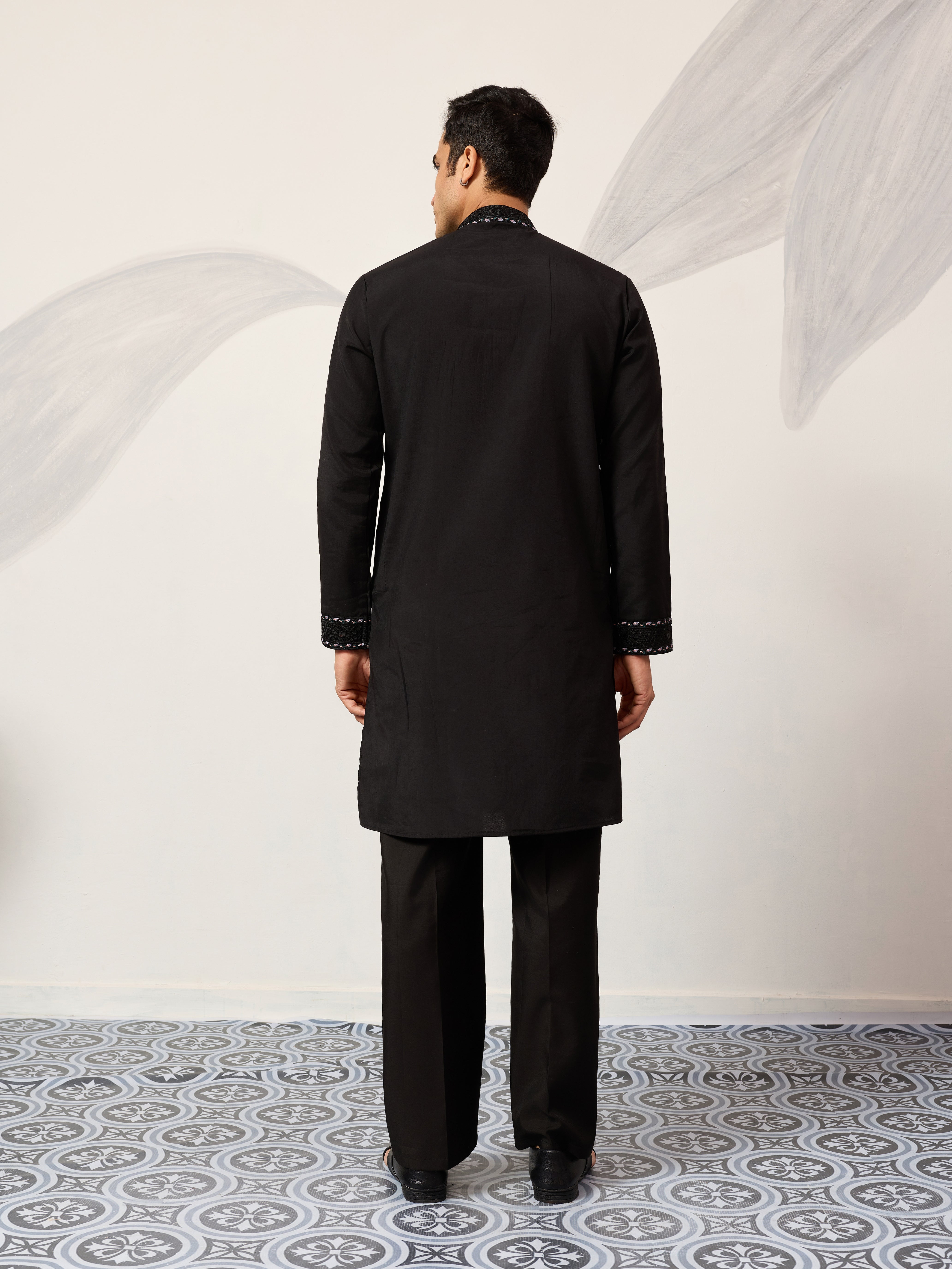 Black Stylish Trending Kurta with Dupatta for Mens Wear