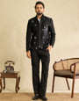 Premium Black Velvet Mirror Embroidered Bomber Jacket Pant Set