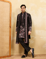 Royal Black Viscose Silk Kurta and Dupatta Set for Men Ethnic Wear