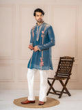 Blue Crush Tissue Thread Beads Kurta Set | Tulip Designer
