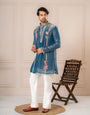 Blue Crush Tissue Thread Beads Kurta Set | Tulip Designer