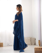 Fancy Pure Faux Georgette Sharara Style Saree
