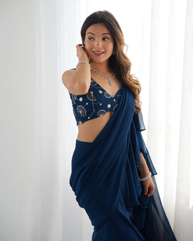 Fancy Pure Faux Georgette Sharara Style Saree
