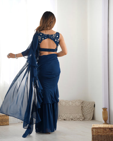 Fancy Pure Faux Georgette Sharara Style Saree
