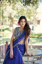 Royal Blue P.C. Kashmiri Heavy Flair Lehenga with Designer Dupatta
