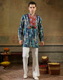 Blue Rayon Embroidery Mirror Work Kurta Set | Tulip Designer