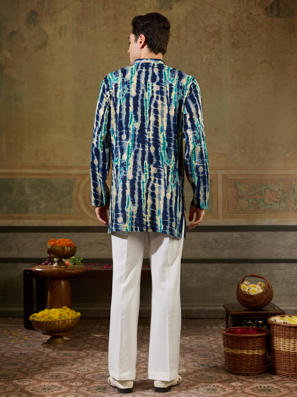 Blue Rayon Embroidery Mirror Work Kurta Set | Tulip Designer
