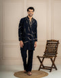 Bold Blue Armani Beads Kurta Set For Men | Tulip Designer