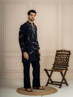 Bold Blue Armani Beads Kurta Set For Men | Tulip Designer

