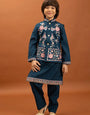 Bottle Green Kids Kurta Pajama with Koti Set