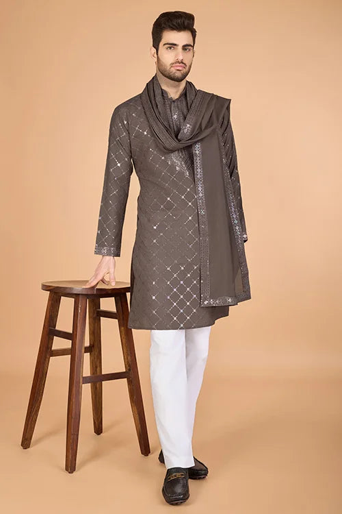 Brown Color Wedding Special Stylish Kurta for Men