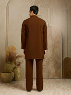 Royal Brown Armani Embroidered Kurta Set | Tulip Designer
