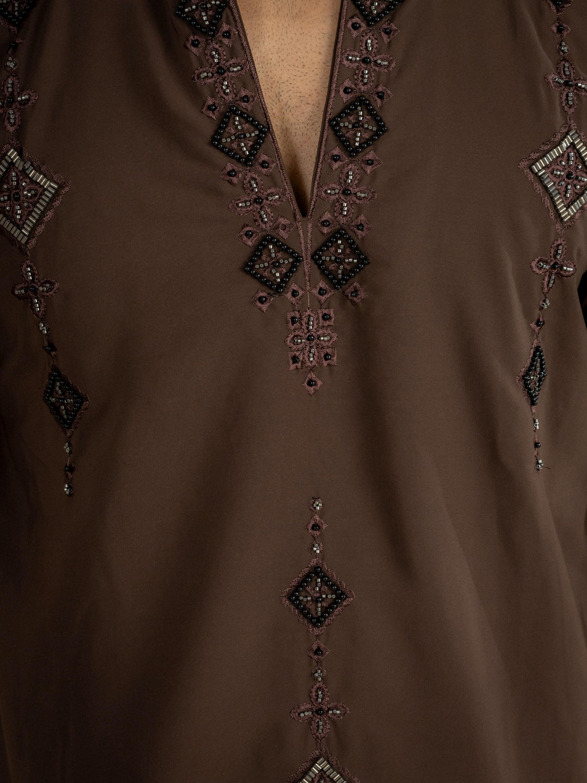 Brown Armani Lachka Beads Kurta Set For Men | Tulip Designer

