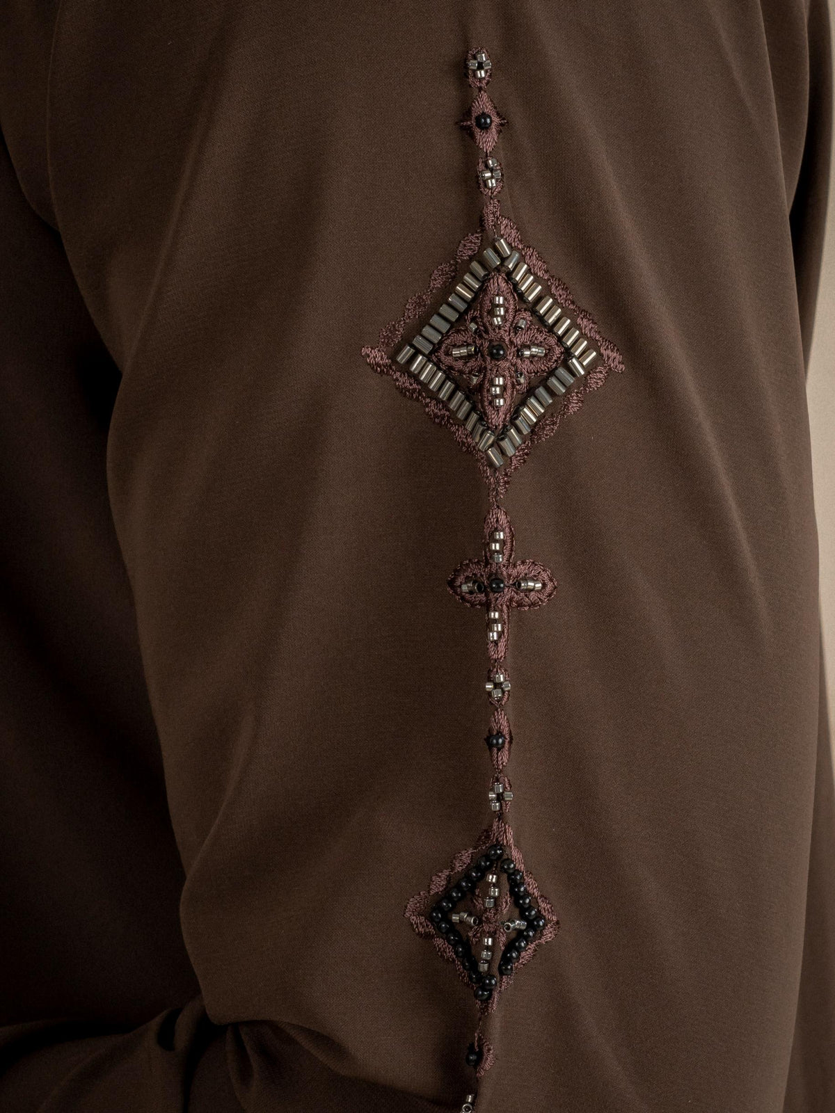 Brown Armani Lachka Beads Kurta Set For Men | Tulip Designer
