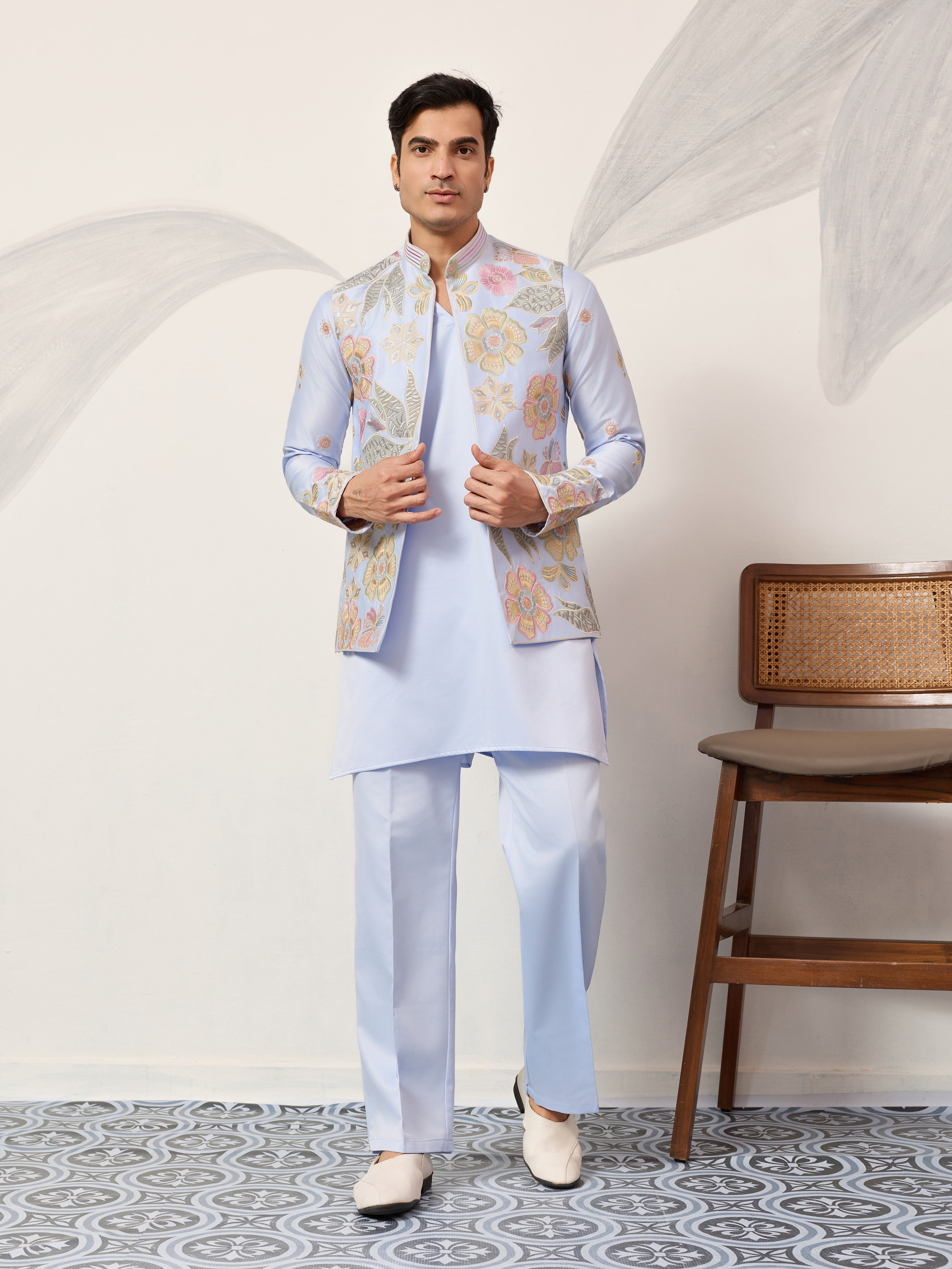 Luxury Carnival Function Special Mens Wear Koti Kurta Set
