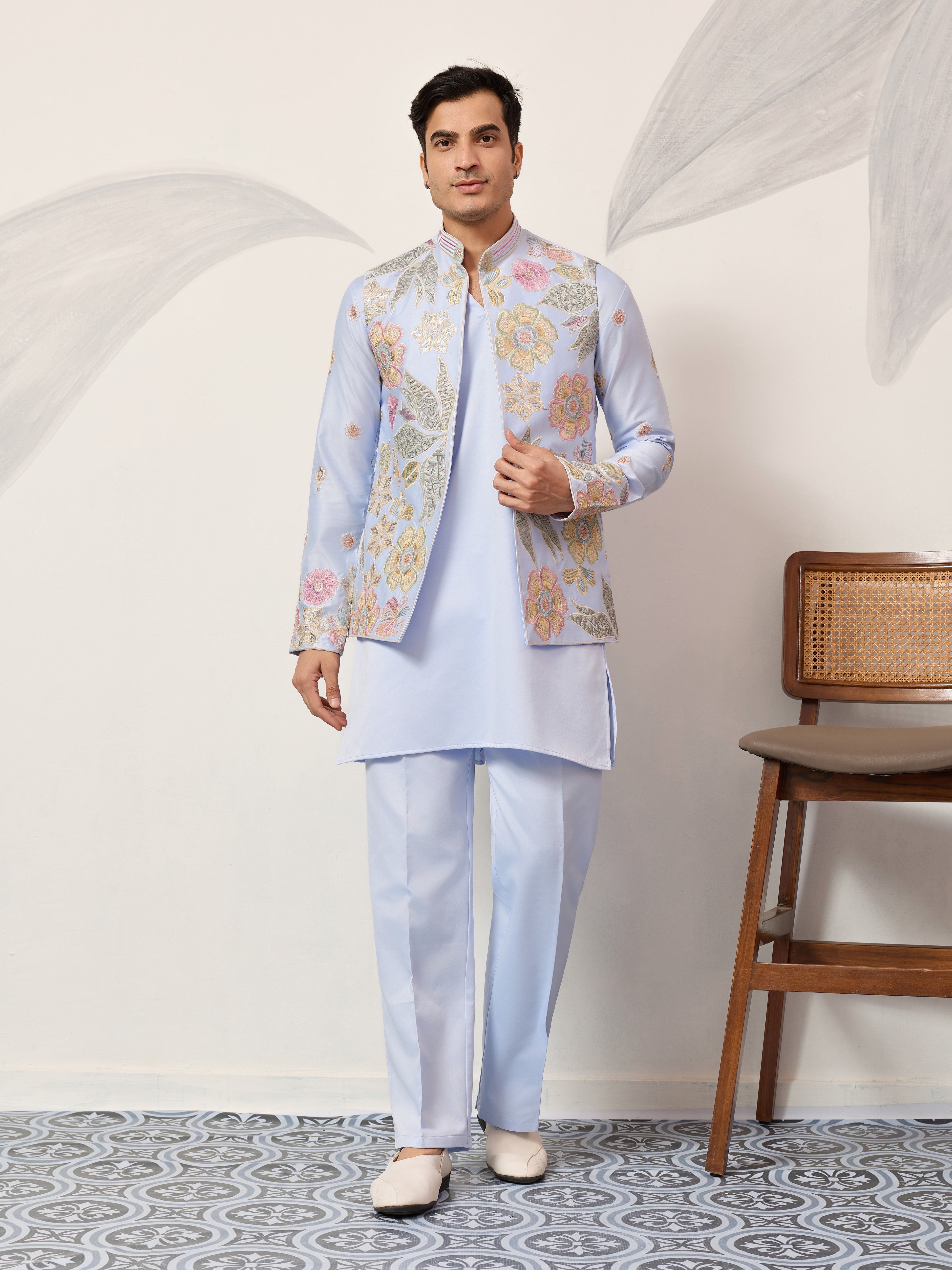 Luxury Carnival Function Special Mens Wear Koti Kurta Set
