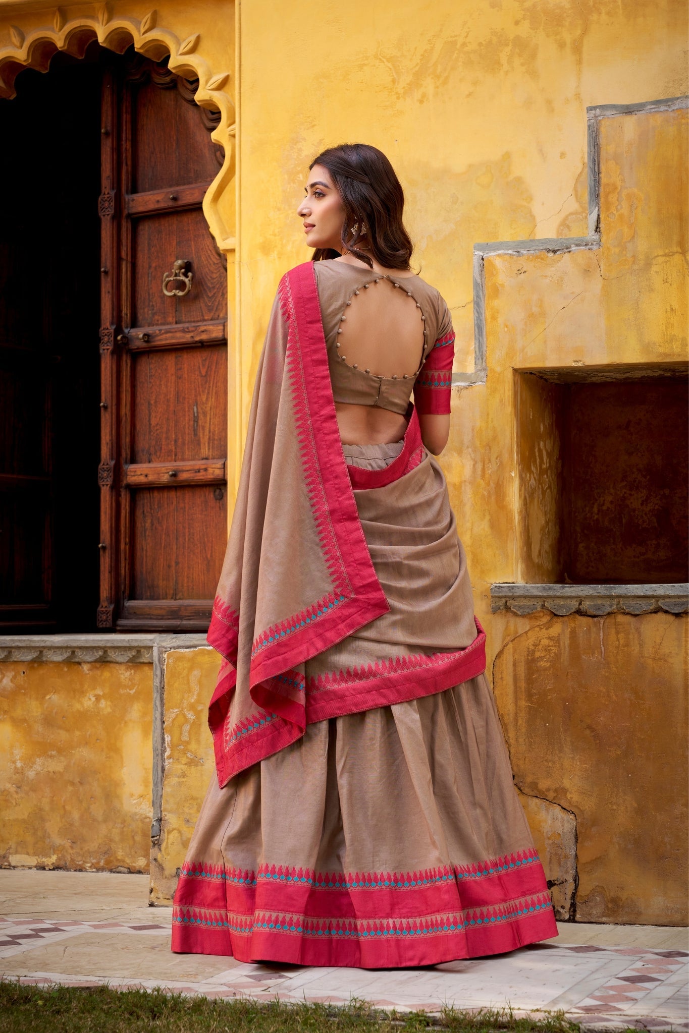 Pure Chanderi Thread Embroidered Regal Lehenga Set