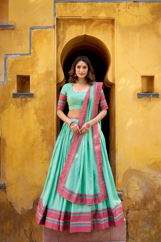 Pure Chanderi Thread Embroidered Regal Lehenga Set