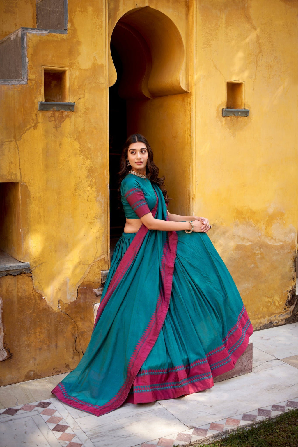 Pure Chanderi Thread Embroidered Regal Lehenga Set
