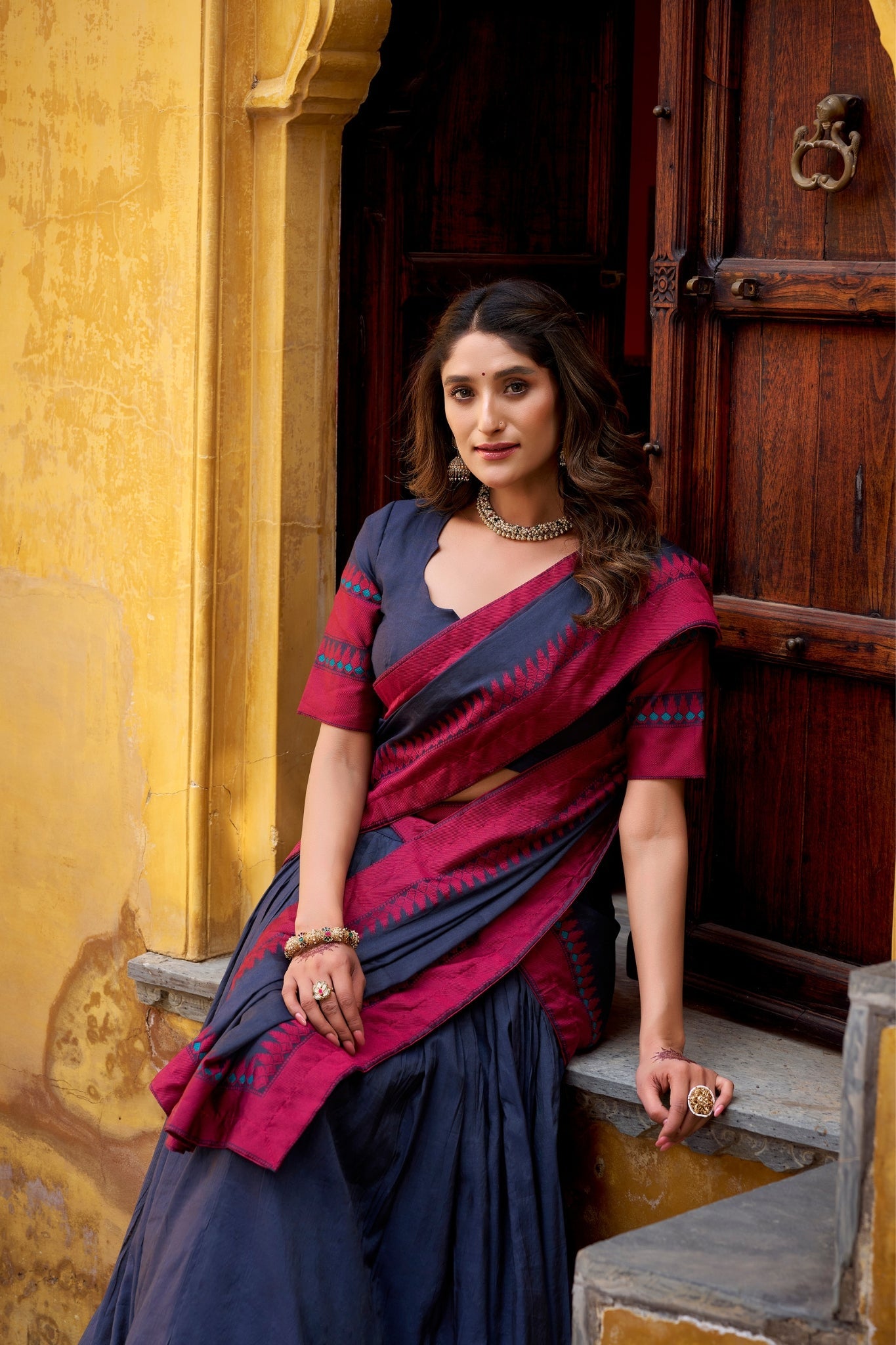 Pure Chanderi Thread Embroidered Regal Lehenga Set