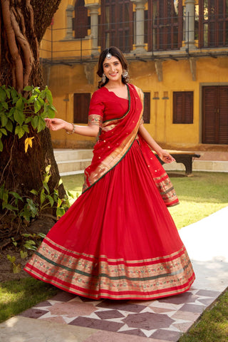 Ethereal Elegance Pure Chanderi Zari Woven Luxury Lehenga Set