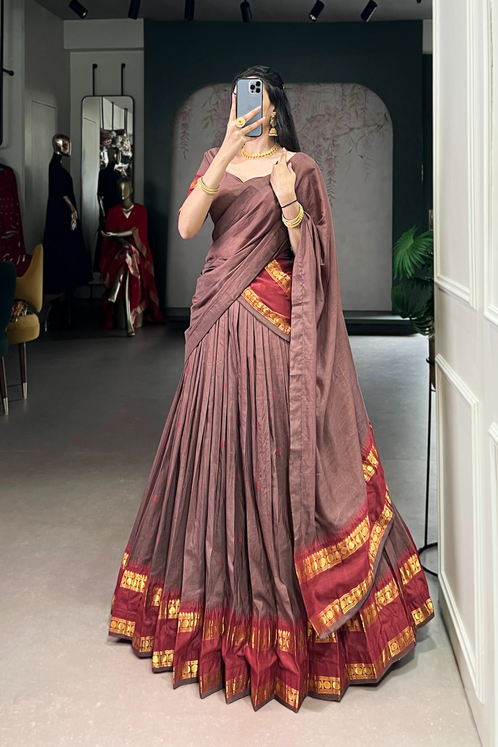 TILTON PURE CHANDERI ZARI WEAVING LEHENGA CHOLI WITH DUPATTA