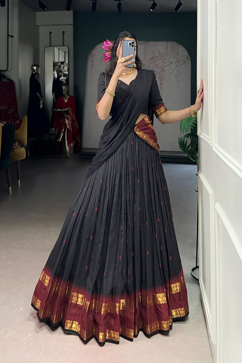 TILTON PURE CHANDERI ZARI WEAVING LEHENGA CHOLI WITH DUPATTA